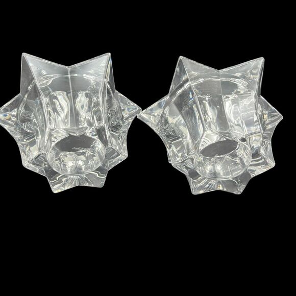 2 Vtg Villeroy & Boch Germany Lg Glass Star Votive Candle Holders Lucca 4.75" - Picture 3 of 16